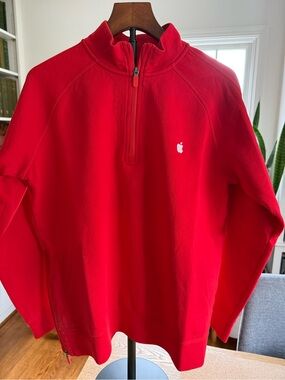NWOT! Red Half-Zip Fleece with Apple Logo unisex